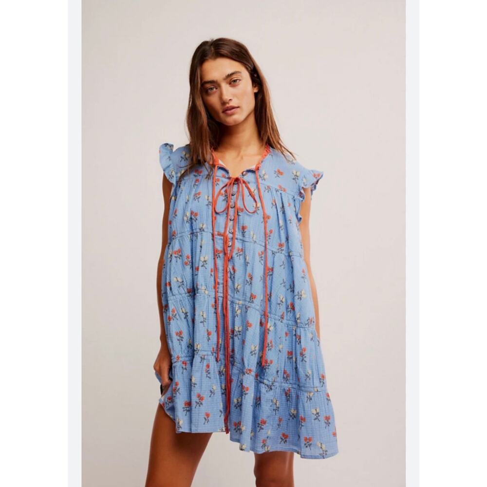 Free People Blue Floral Mini Dress